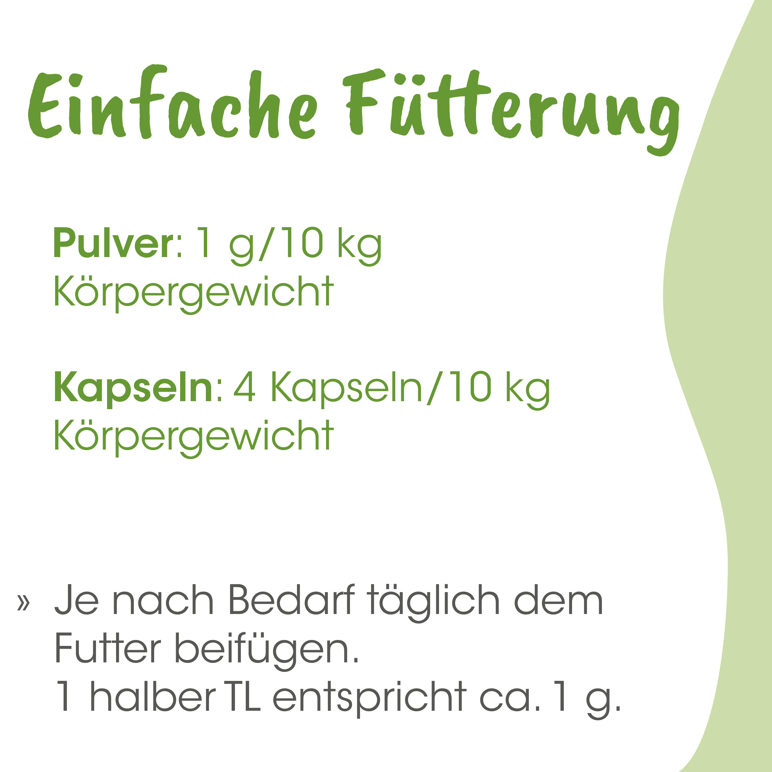 Pulver, Kapseln, Gewicht, Körpergewicht, Fütterung