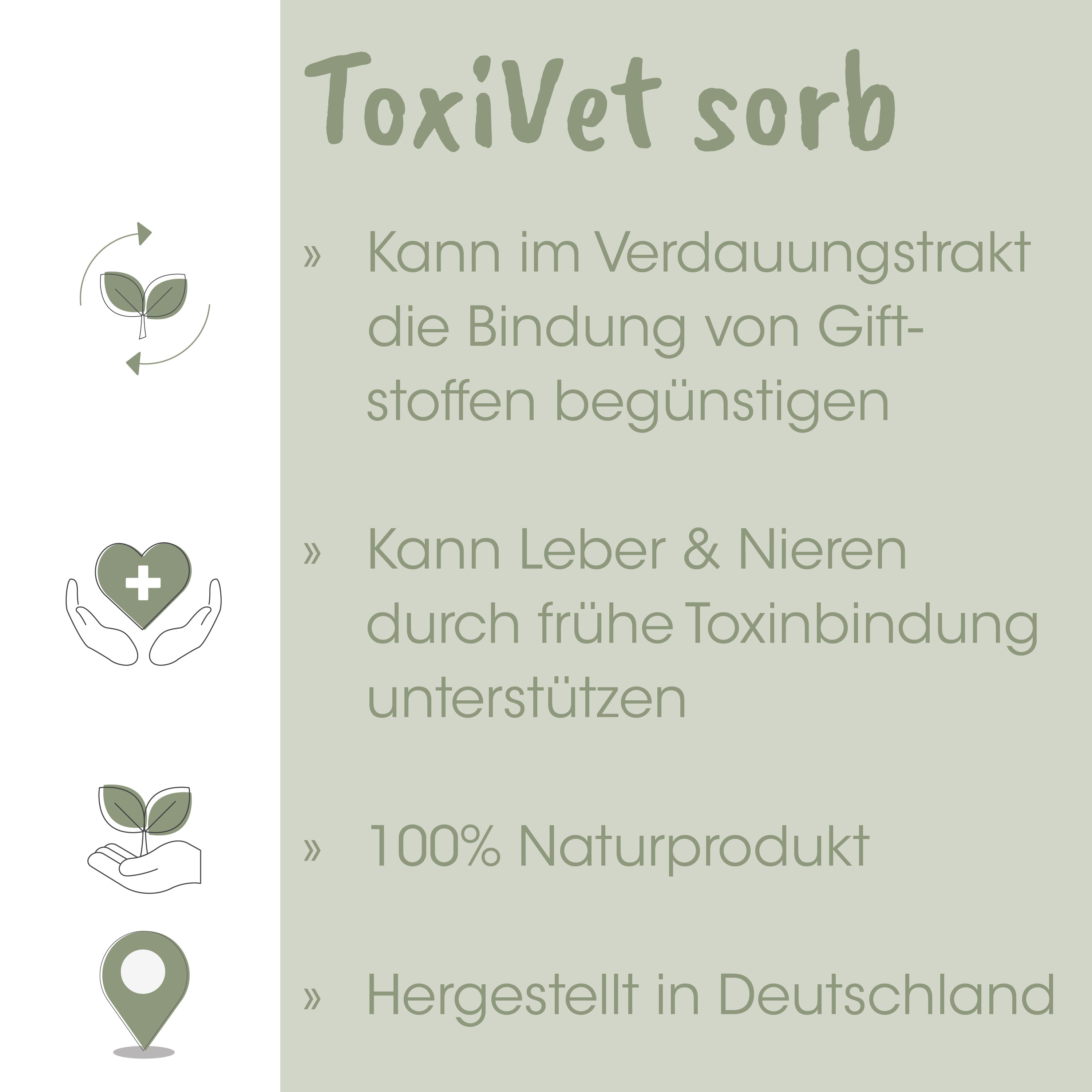 Naturprodukt, Toxivet Sorb, Kleine Verpackung, Natürliche Senkung, Deutschland hergestellt