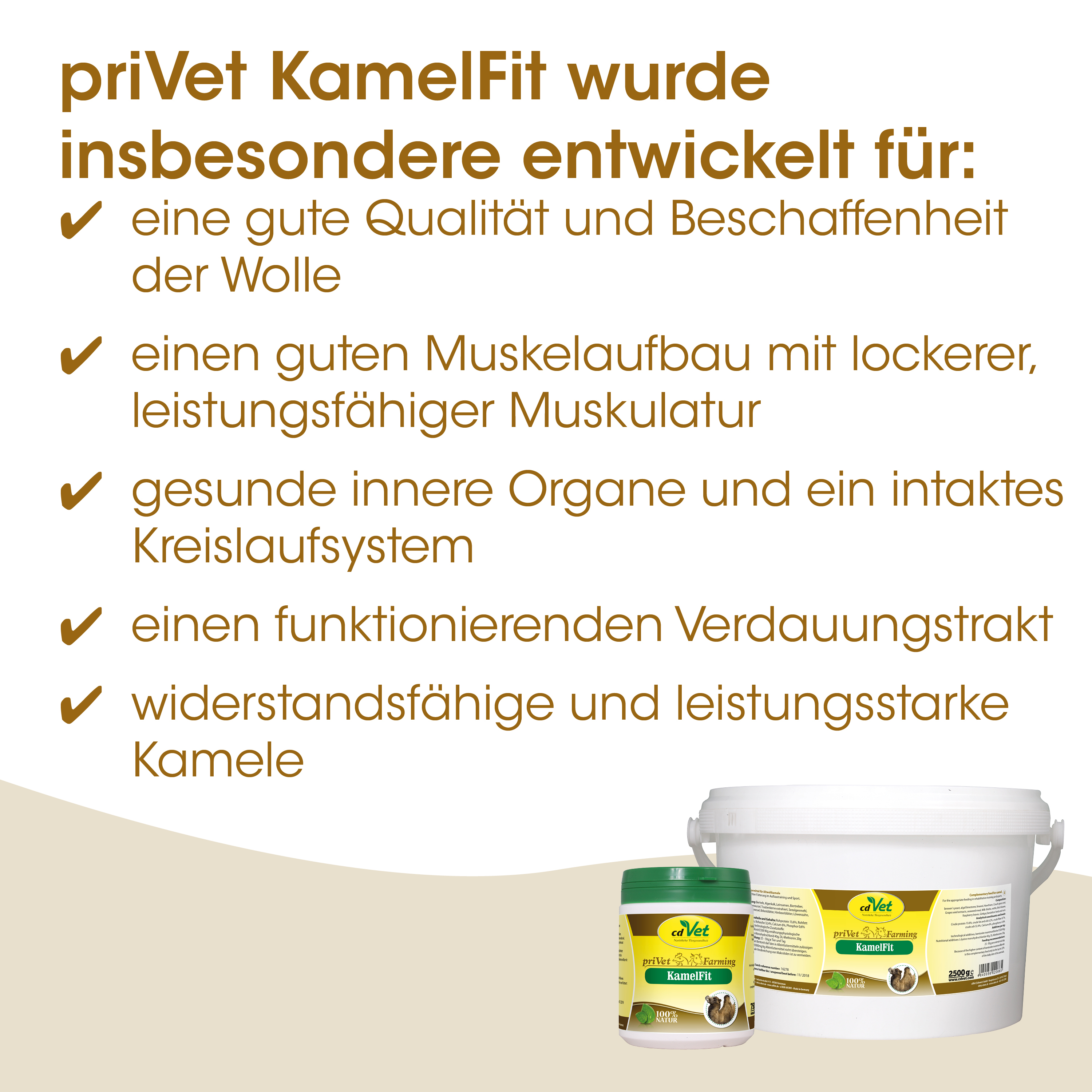 KamelFut Produkt, Tierfutter, KamelFutter, Futterbehälter, Wollegen/Kamel