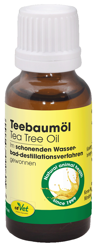 tea tree oil, Öl, braune Flasche, Etikett, Tiergesundheit