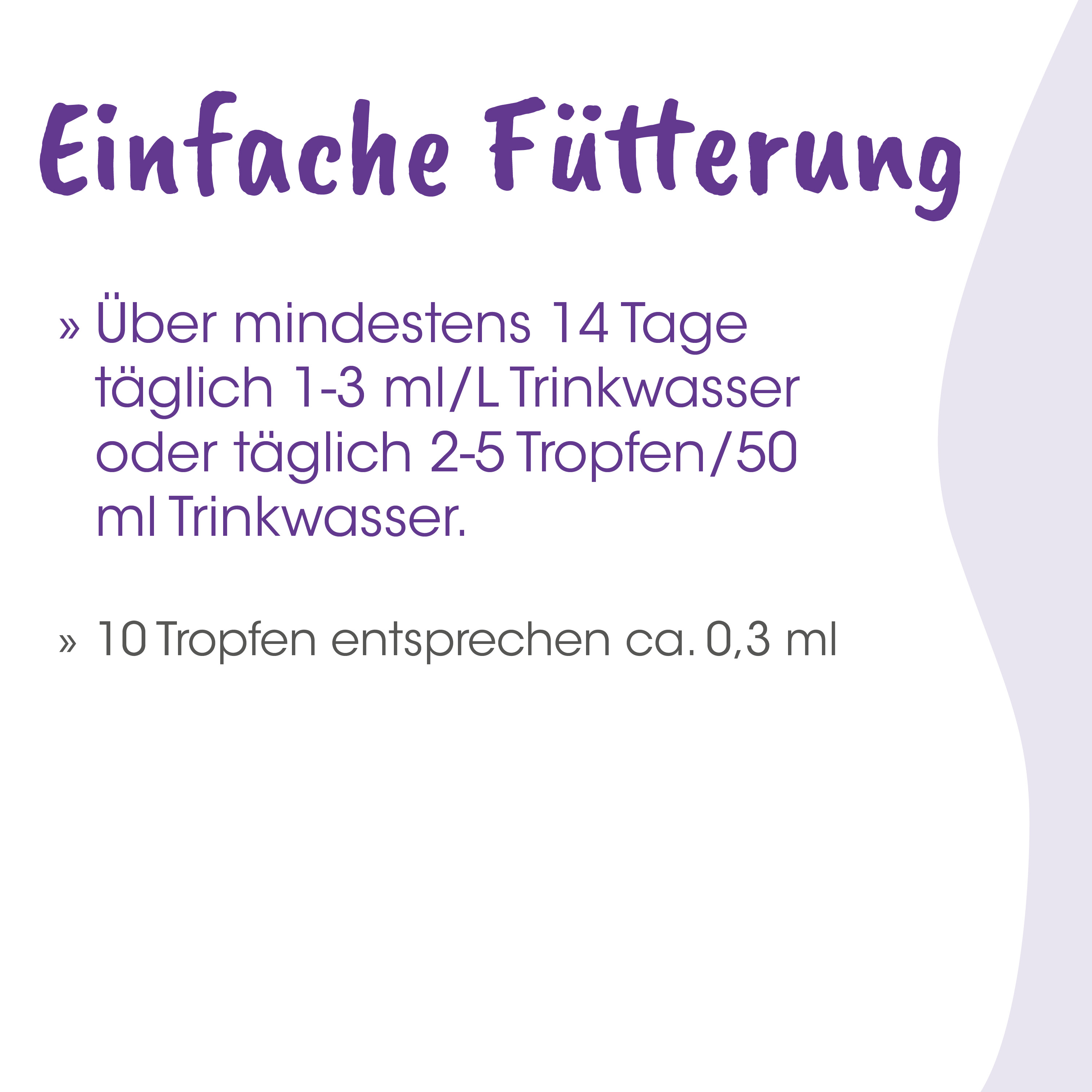 Kundenspezifischer Text, Fütterungsanleitung, Beispielbild, Trinkwasser, Wasseretikett