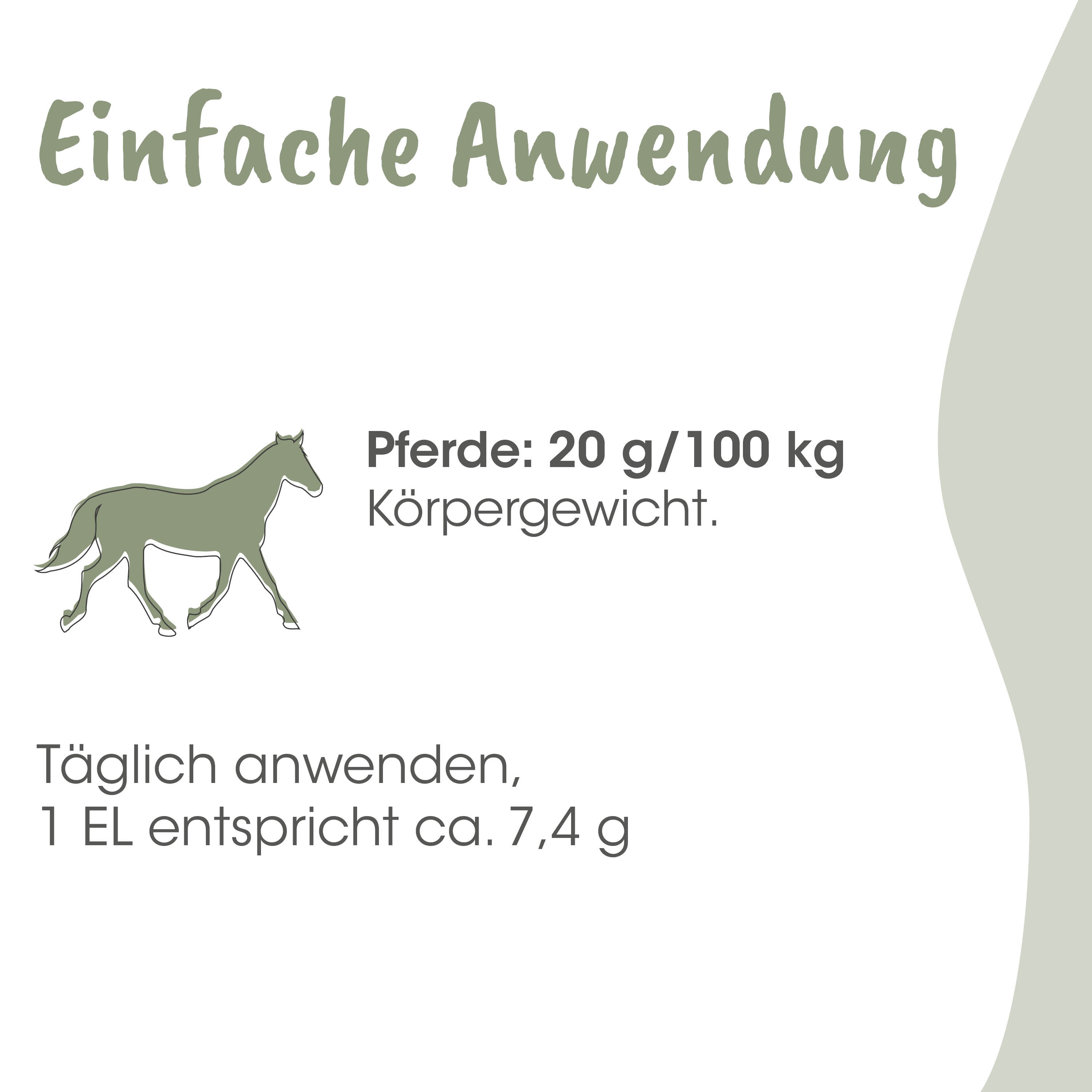 Pferd, Körpergewicht, 20 g/100 kg, Körpergewicht, Tägliche Anwendung