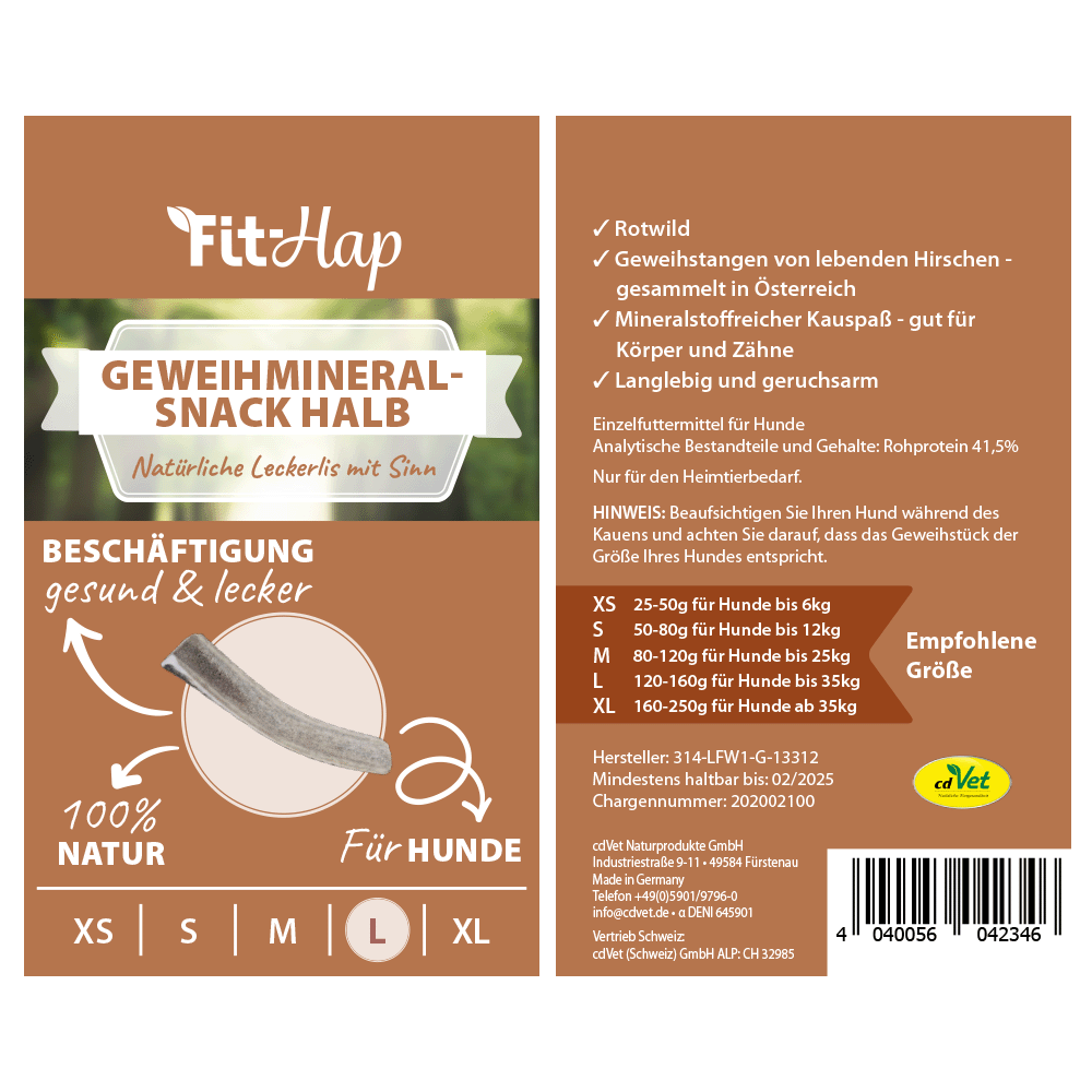 Fit-Hap Geweihmineral-Snack halb L (120-160 g)