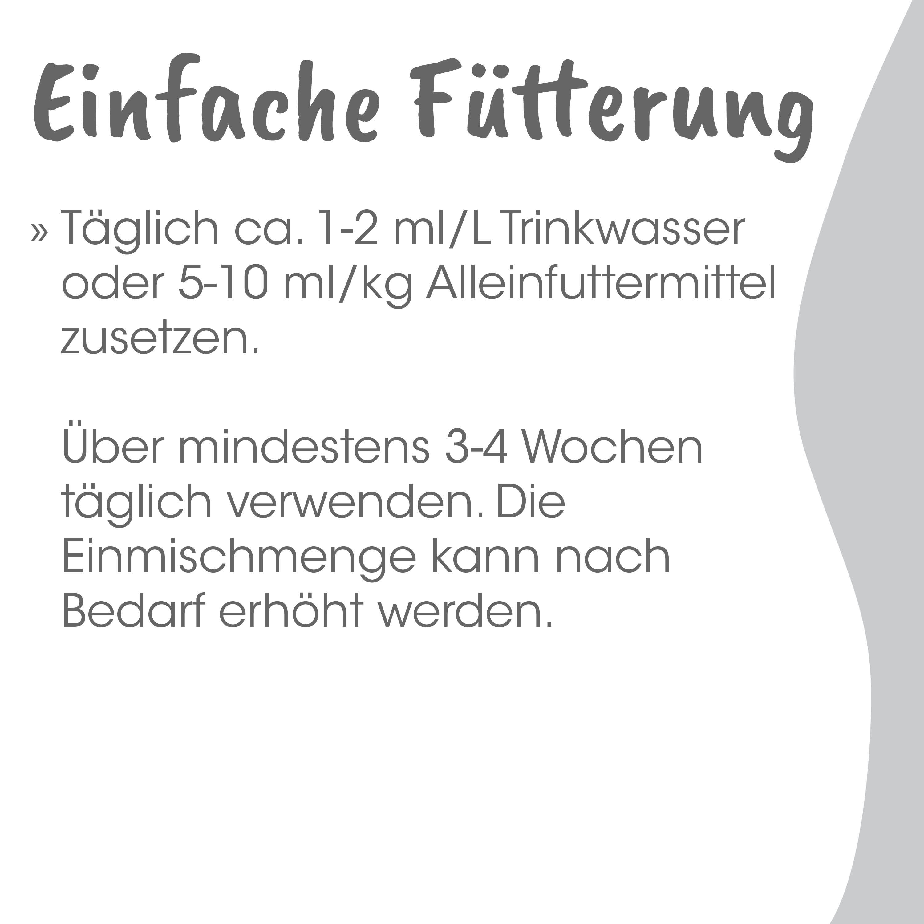 Futteranleitung, Wasserzubereitung, Trinkwasser, Alleinfuttermittel, Verwendung