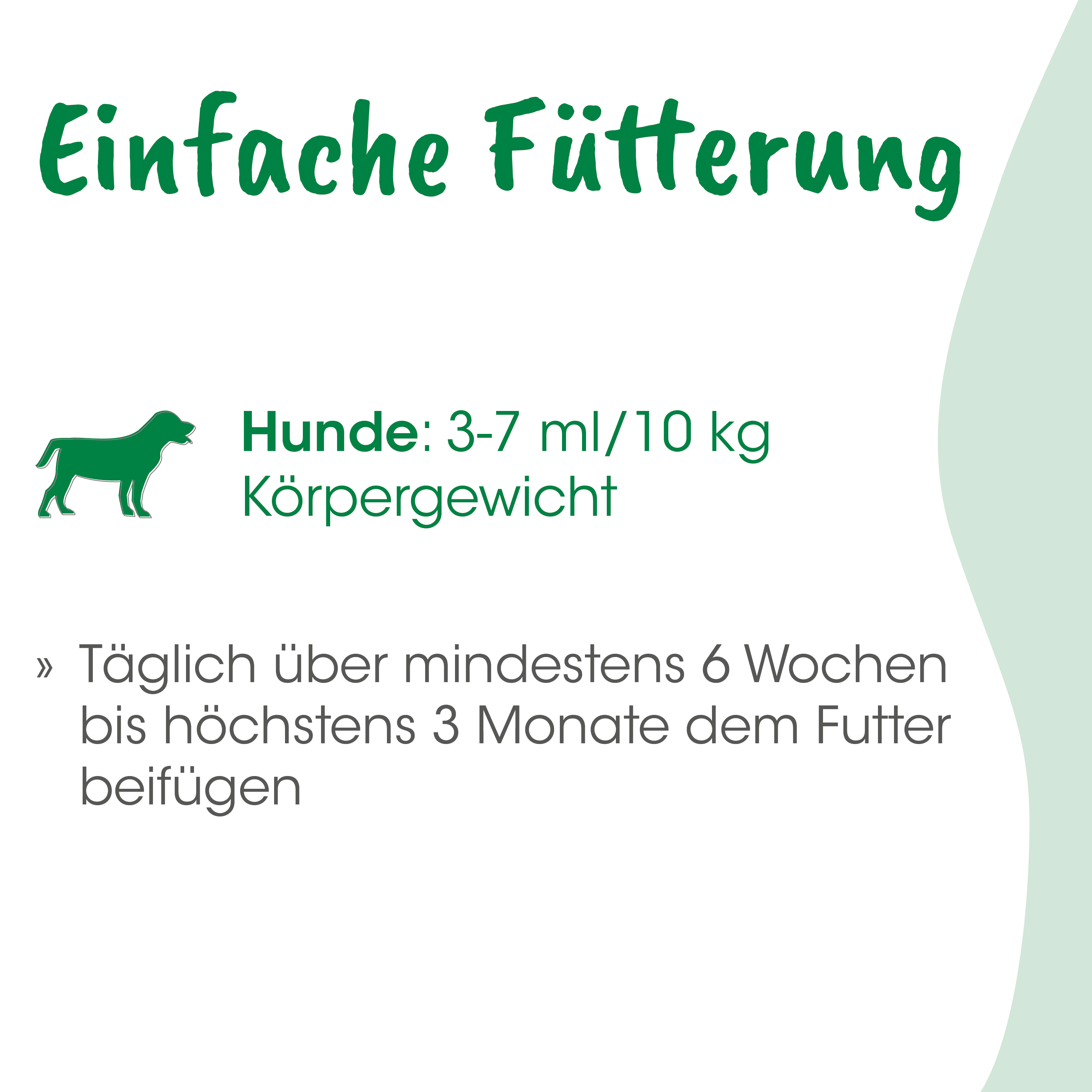 Hunde-Futter, Hundefutter, 3-7 ml/10 kg, Körpergewicht, Futterempfehlung