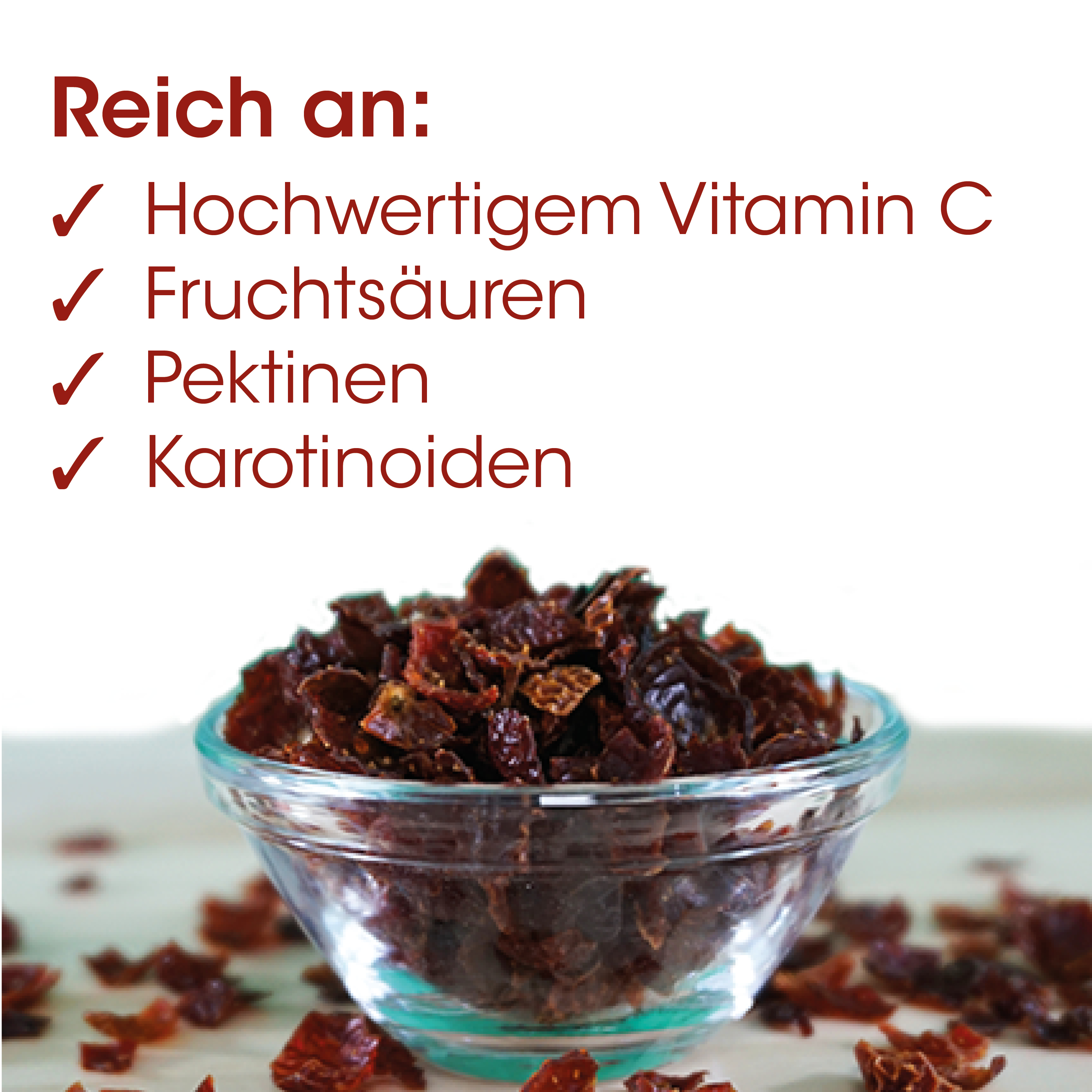 Fruchtstücke, Trockenfrüchte, Pekton, Vitamin C, Gläser