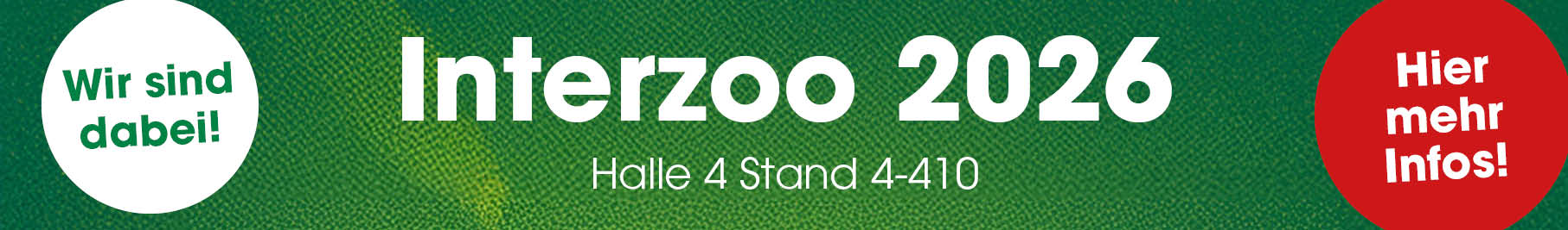 Interzo o 2026, Halle 4 Stand 4-410, Banner, Grün, Text